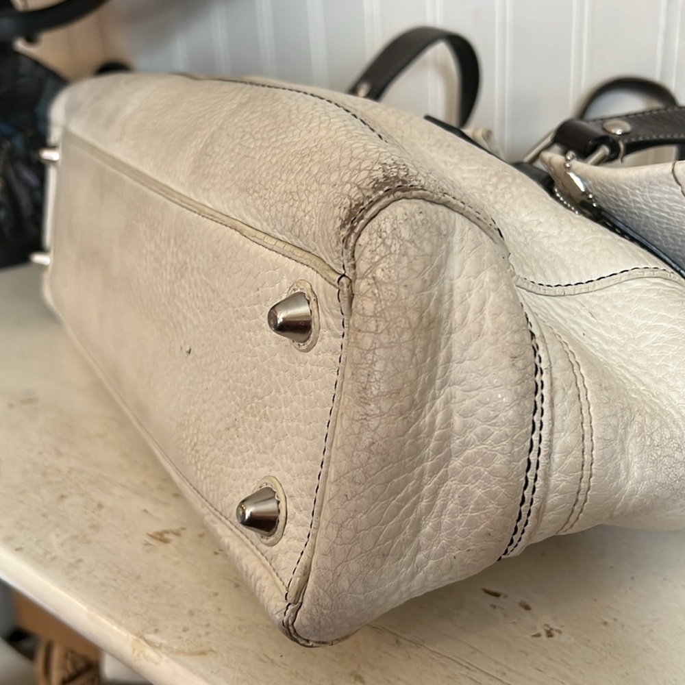 Coach Hamilton pebbled leather satchel white espresso brown - Picture 7 of 9